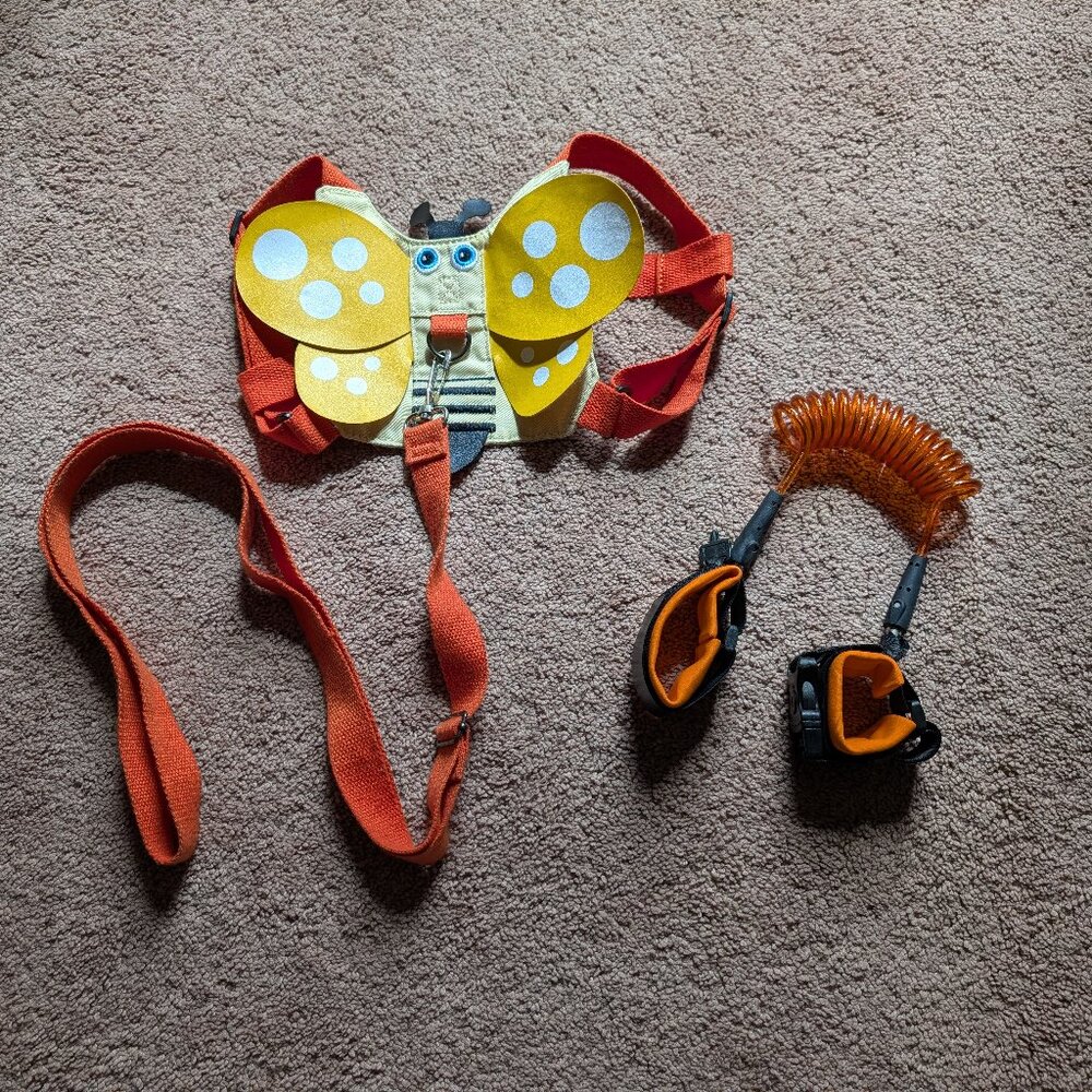 Orange Butterfly Child Safety Harness and Wrist Link